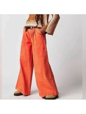 We The Free Wide Leg Orange Pants